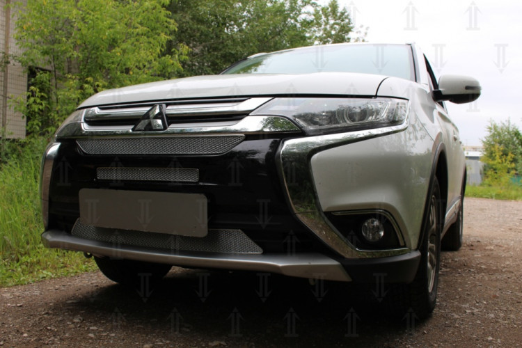 Сетка защитная в бампер Premium хром Strelka Mitsubishi Outlander FL 2015-2018 Сетка защитная в бампер Premium хром Strelka → MITOUT15.PREMUIM.cam.chrome :: TUNING`Leader /img2