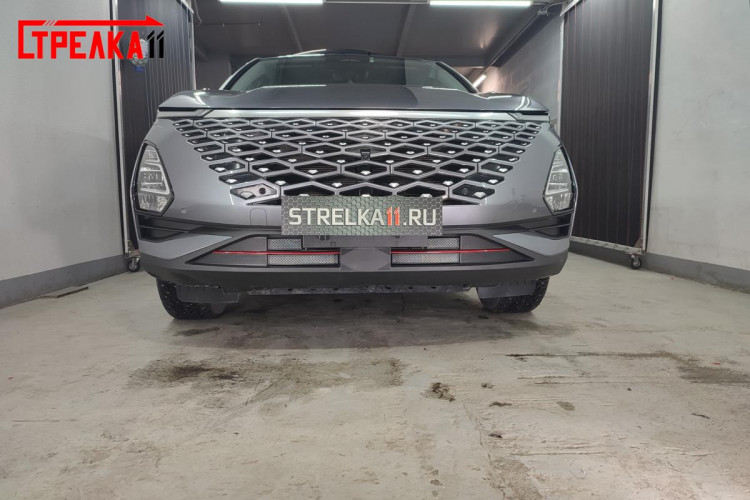 Сетка защитная в бампер Standart хром Strelka Omoda C5 2022- Сетка защитная в бампер Standart хром Strelka → OMOC522.chrome :: TUNING`Leader /img1