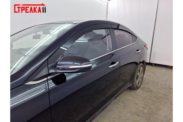 Дефлекторы на окна тонированные 2D Strelka (4+4 элемента, удлинённые) Hyundai Solaris 2017-2020, Hyundai Solaris FL 2021- Дефлекторы на окна тонированные 2D Strelka (4+4 элемента, удлинённые) → 2D223-4.S11 :: TUNING`Leader /img1