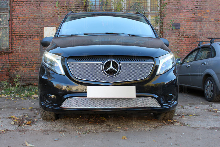 Сетка защитная в решетку радиатора Premium хром Strelka → MBVITO14.PREMIUM.top.chrome :: TUNING`Leader /img1