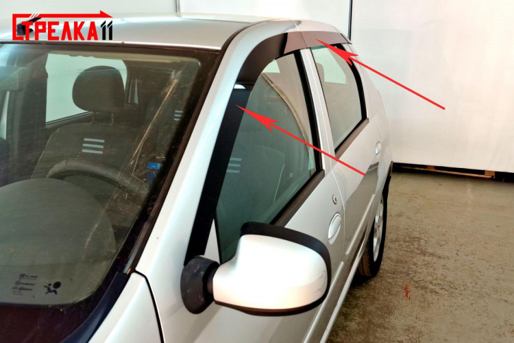 Дефлекторы на окна тонированные 2D Strelka (4+2 элемента) Renault Logan 2004-2010, Renault Logan FL 2010-2012 Дефлекторы на окна тонированные 2D Strelka (4+2 элемента) → 2D233-4.S11 :: TUNING`Leader /img4