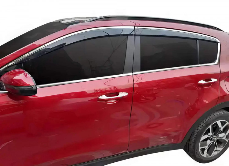 Дефлекторы на окна тонированные с хромированным стальным молдингом TXR KIA Sportage 2016-2018, KIA Sportage FL 2018-2022 Дефлекторы на окна тонированные с хромированным стальным молдингом TXR → BKAKX51623LOGO :: TUNING`Leader /img2