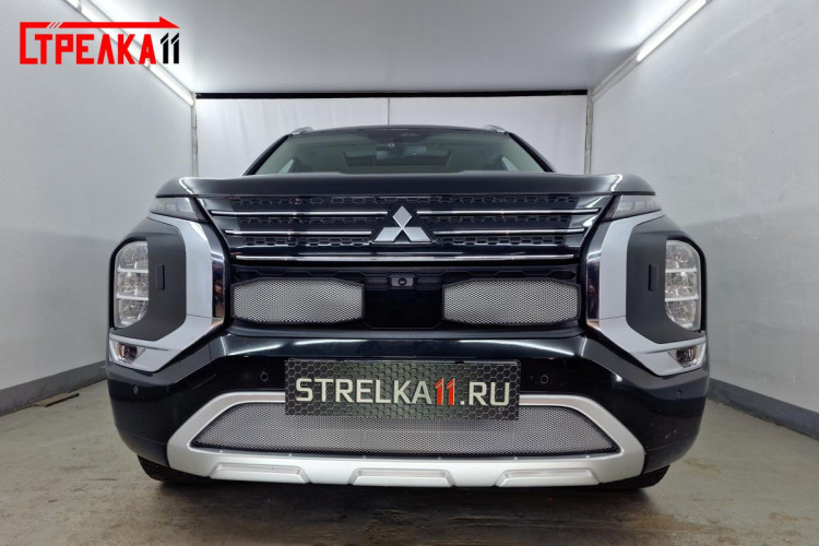Сетка защитная в бампер Standart хром Strelka Mitsubishi Outlander 2022- Сетка защитная в бампер Standart хром Strelka → MITOUT22.bot.chrome :: TUNING`Leader /img5
