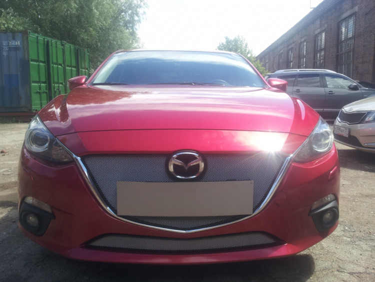 Сетка защитная в бампер Standart хром Strelka Mazda 3 2013-2016 Сетка защитная в бампер Standart хром Strelka → MAZ13 :: TUNING`Leader /img1