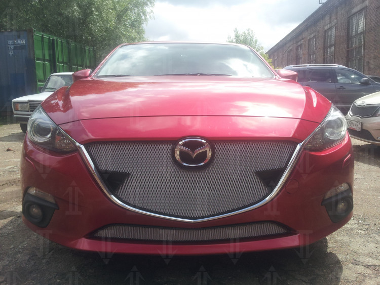 Сетка защитная в бампер Standart хром Strelka Mazda 3 2013-2016 Сетка защитная в бампер Standart хром Strelka → MAZ13 :: TUNING`Leader /img7