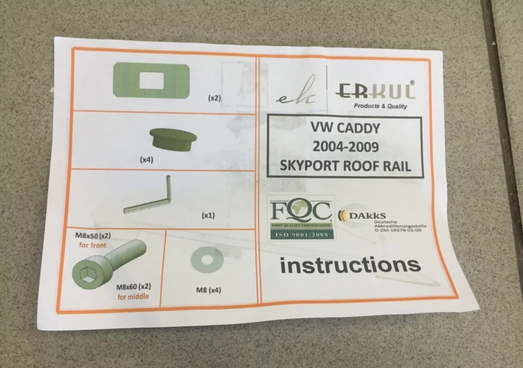 Рейлинги продольные на крышу серебристые Skyport Erkul Volkswagen Caddy III 2004-2009 Рейлинги продольные на крышу серебристые Skyport Erkul → 37.SKP.02.04.G :: TUNING`Leader /img9