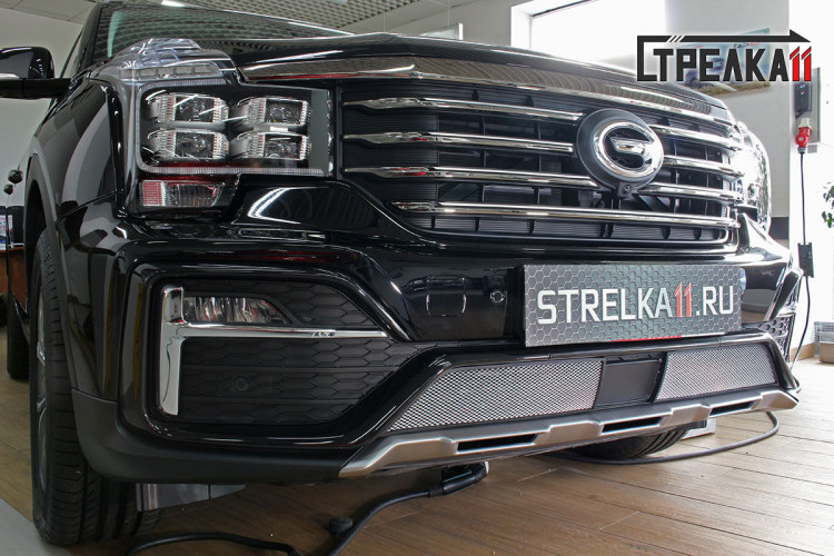 Сетка защитная в бампер Standart хром Strelka GAC GS8 2016- Сетка защитная в бампер Standart хром Strelka → GACGS8.bot.chrome :: TUNING`Leader /img1