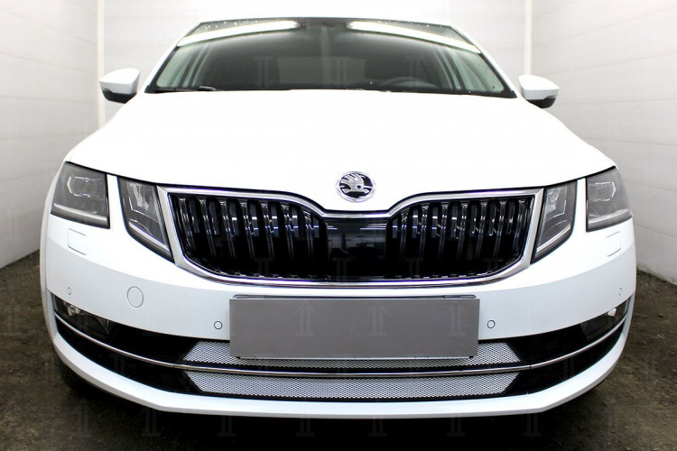 Сетка защитная в бампер Standart хром Strelka Skoda Octavia III FL 2017-2020 Сетка защитная в бампер Standart хром Strelka → SKA7.17.chrome :: TUNING`Leader /img2