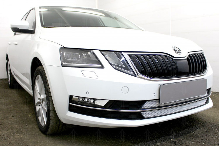 Сетка защитная в бампер Standart хром Strelka Skoda Octavia III FL 2017-2020 Сетка защитная в бампер Standart хром Strelka → SKA7.17.chrome :: TUNING`Leader /img3