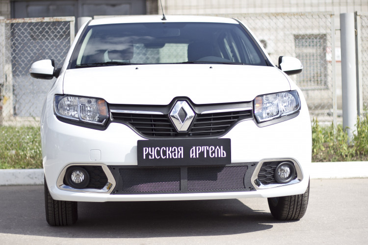 Защитная сетка решетки переднего бампера Русская Артель Renault Sandero 2012-2017 Защитная сетка решетки переднего бампера Русская Артель → SBRS-046602 :: TUNING`Leader /img3