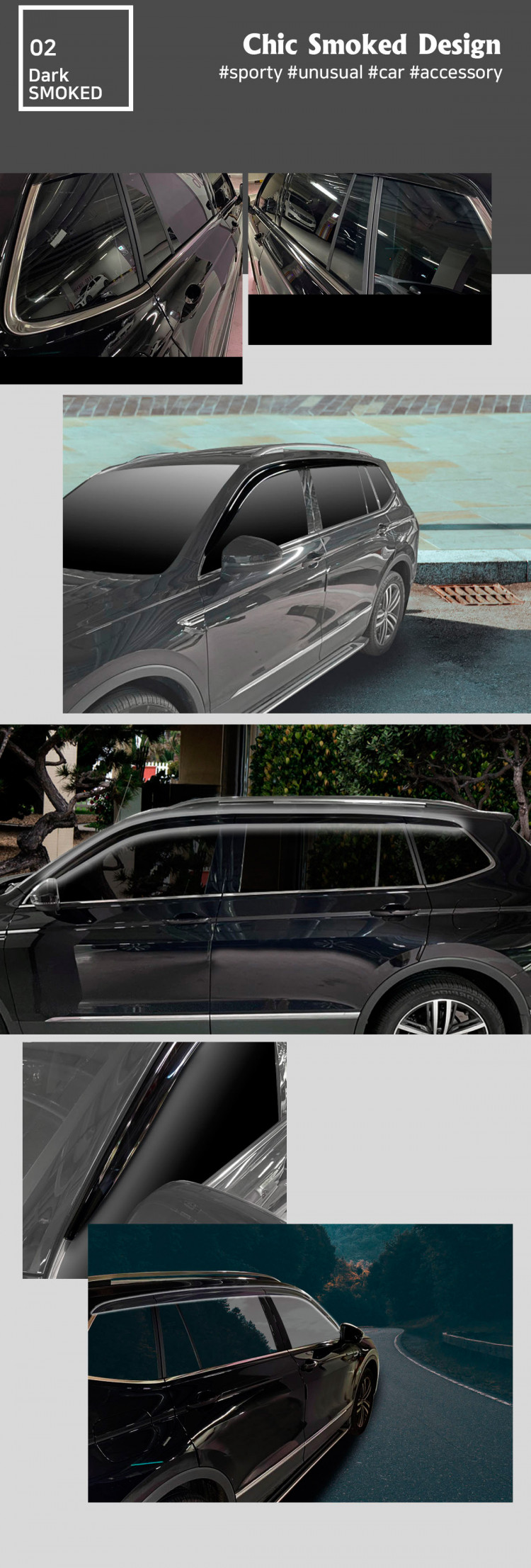 Дефлекторы на окна тонированные Autoclover (6 элементов) Volkswagen Tiguan L 2017- Дефлекторы на окна тонированные Autoclover (6 элементов) → D764 :: TUNING`Leader /img2