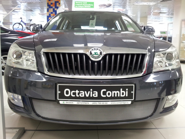 Сетка защитная в бампер Standart хром Strelka Skoda Octavia FL 2008-2013 Сетка защитная в бампер Standart хром Strelka → SKA5.chrome :: TUNING`Leader /img1