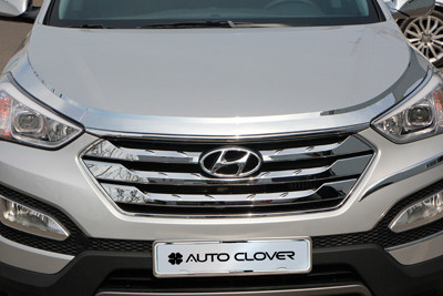 Дефлектор на капот хромированный Autoclover  Hyundai Santa Fe 2012-2015, Hyundai Santa Fe FL 2015-2018 > TUNINGLeader.ru